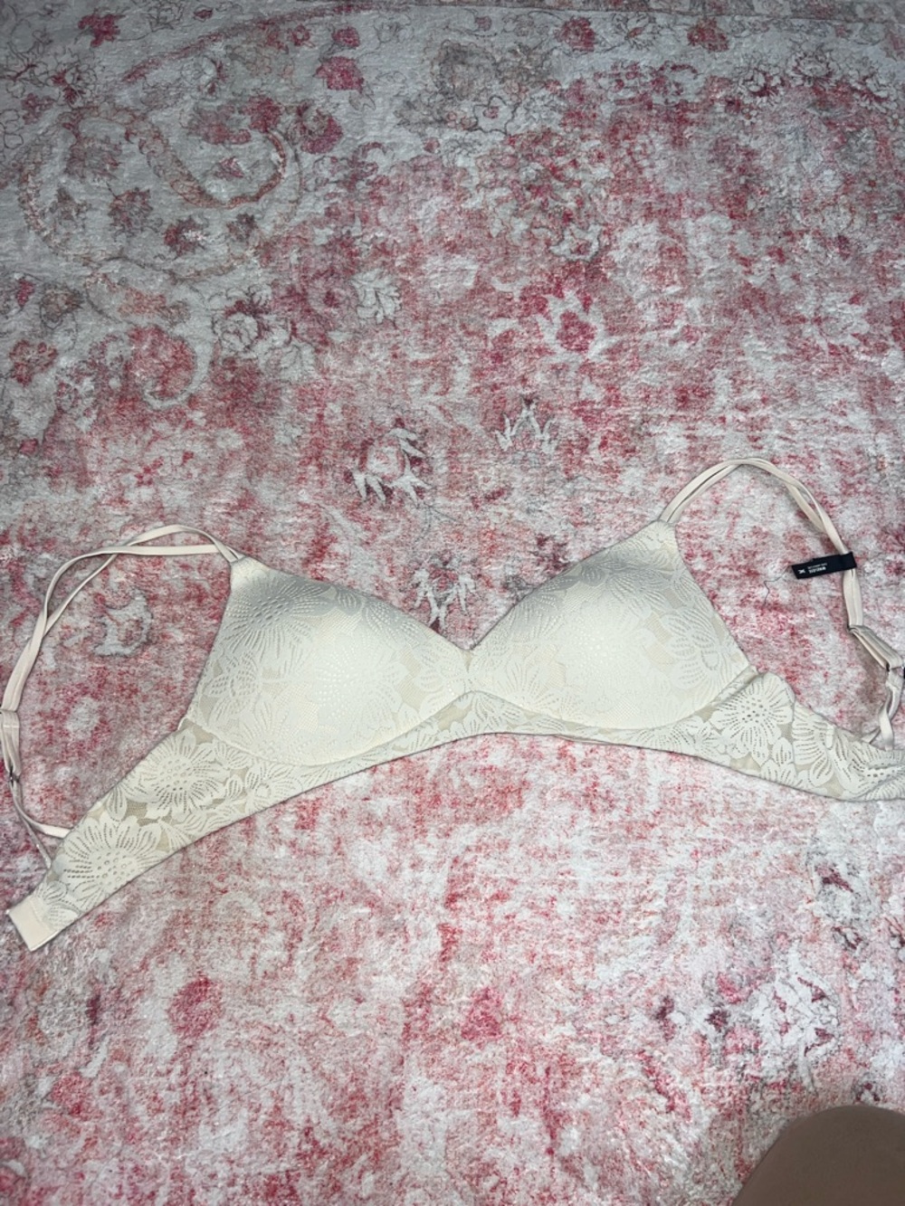 aerie Cream Lace Wireless Triangle Bra